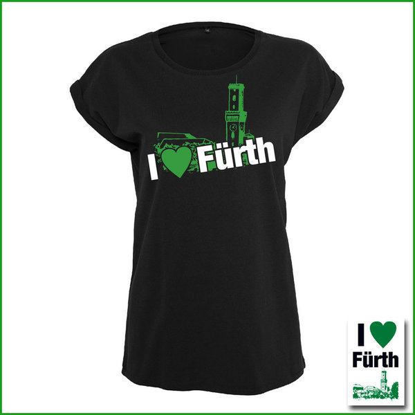 Damen T-Shirt "I love Fürth schwarz"